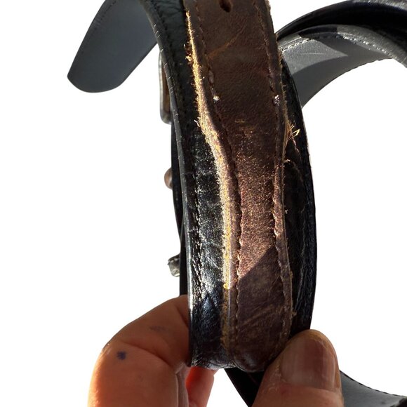 Vintage Leather Belt Women’s Black & Brown Classic Retro Timeless - Picture 3 of 7